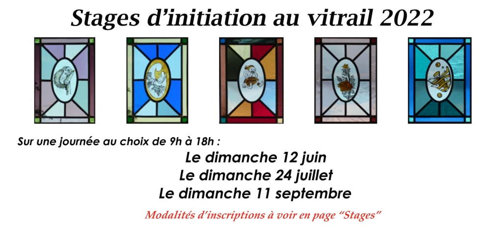 VitrauxCollard.com - Actualité - Dates des stages d'initiation au Vitrail 2022