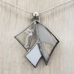 VitrauxCollard.com - Bijoux - Pendentif Argent - Collier Verre peint Blanc