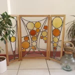 VitrauxCollard.com - Pièces d'artistes - Paravent verre Tiens une bulle jaune orange