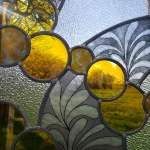 VitrauxCollard.com - Pièces d'artistes - Paravent verre bulle champignon jaune marron gris noir 2