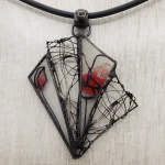 itrauxCollard.com - Bijoux - Pendentif - Collier Verre peint Coquelicot rouge