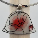 itrauxCollard.com - Bijoux - Ras de cou - Collier Verre peint coquelicots rouge transparent